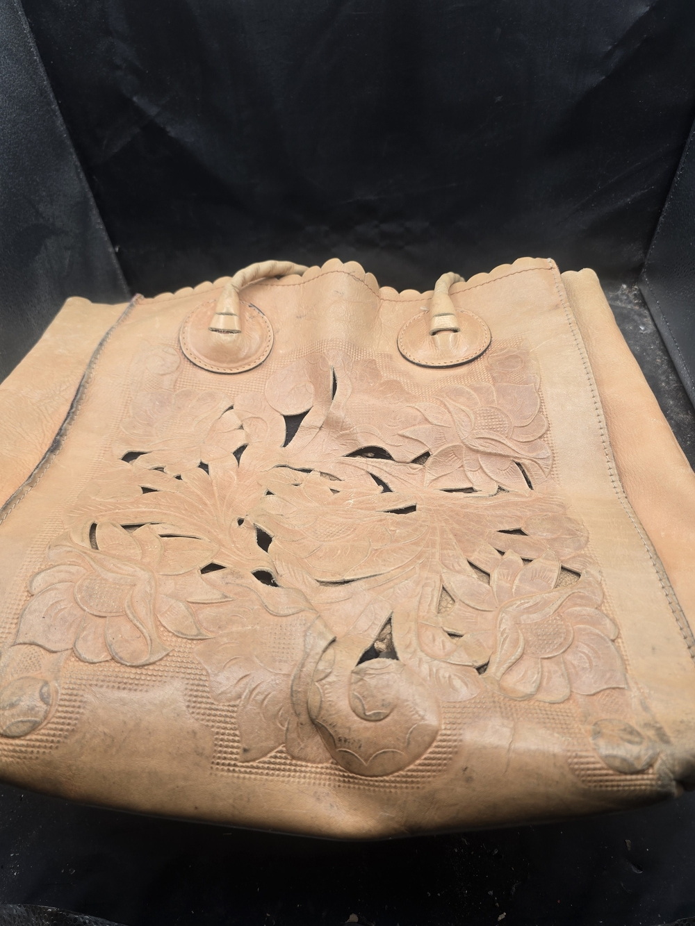 Patricia Nash Hand-Tooled Floral Leather Tote in Tan